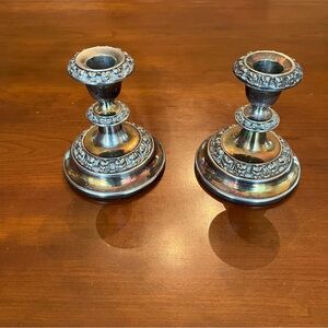 Antique Silver Plated Pair Candlestick Holders Ianthe of England Stamped Vintage